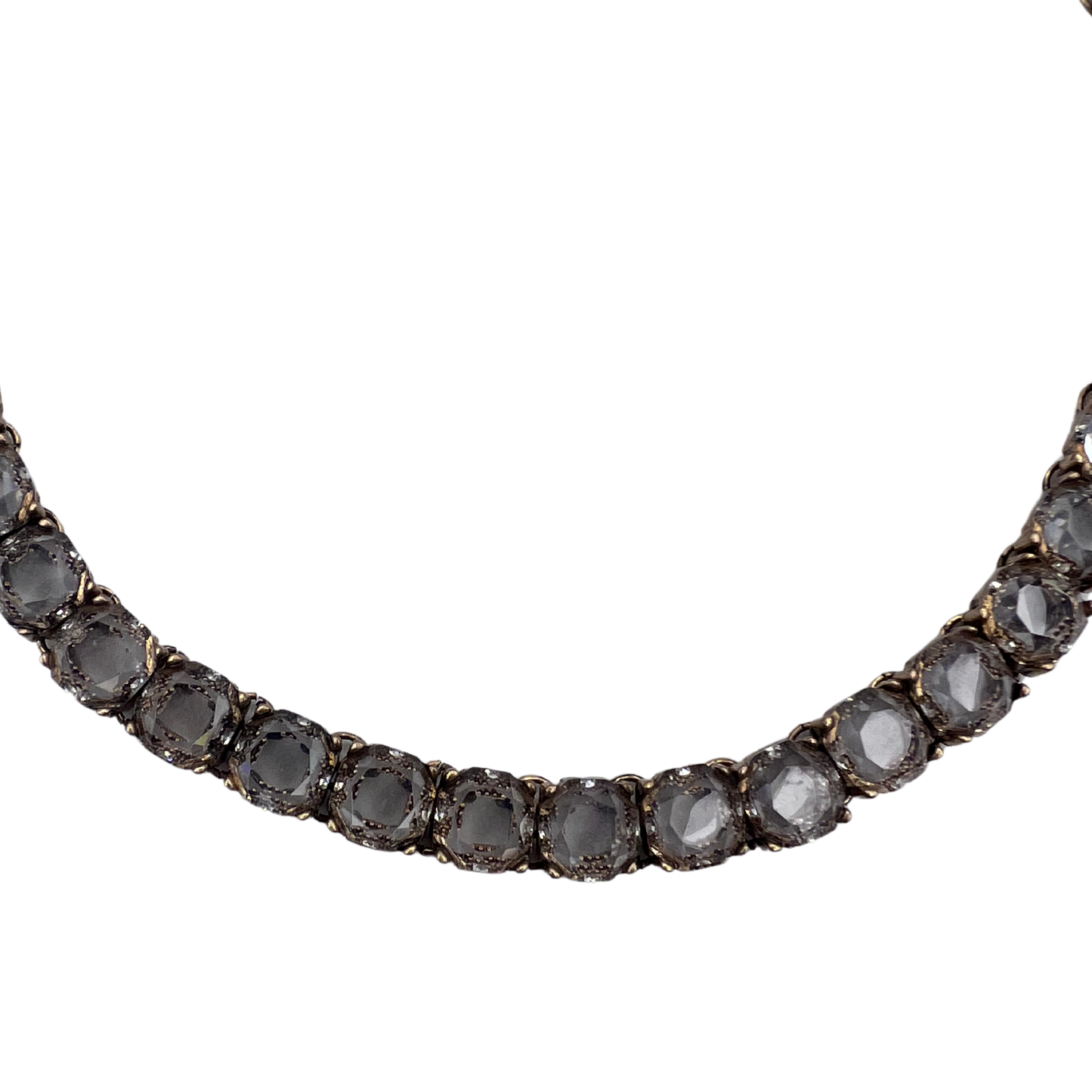 vintage 1960's diamanté square set 'gold' necklace