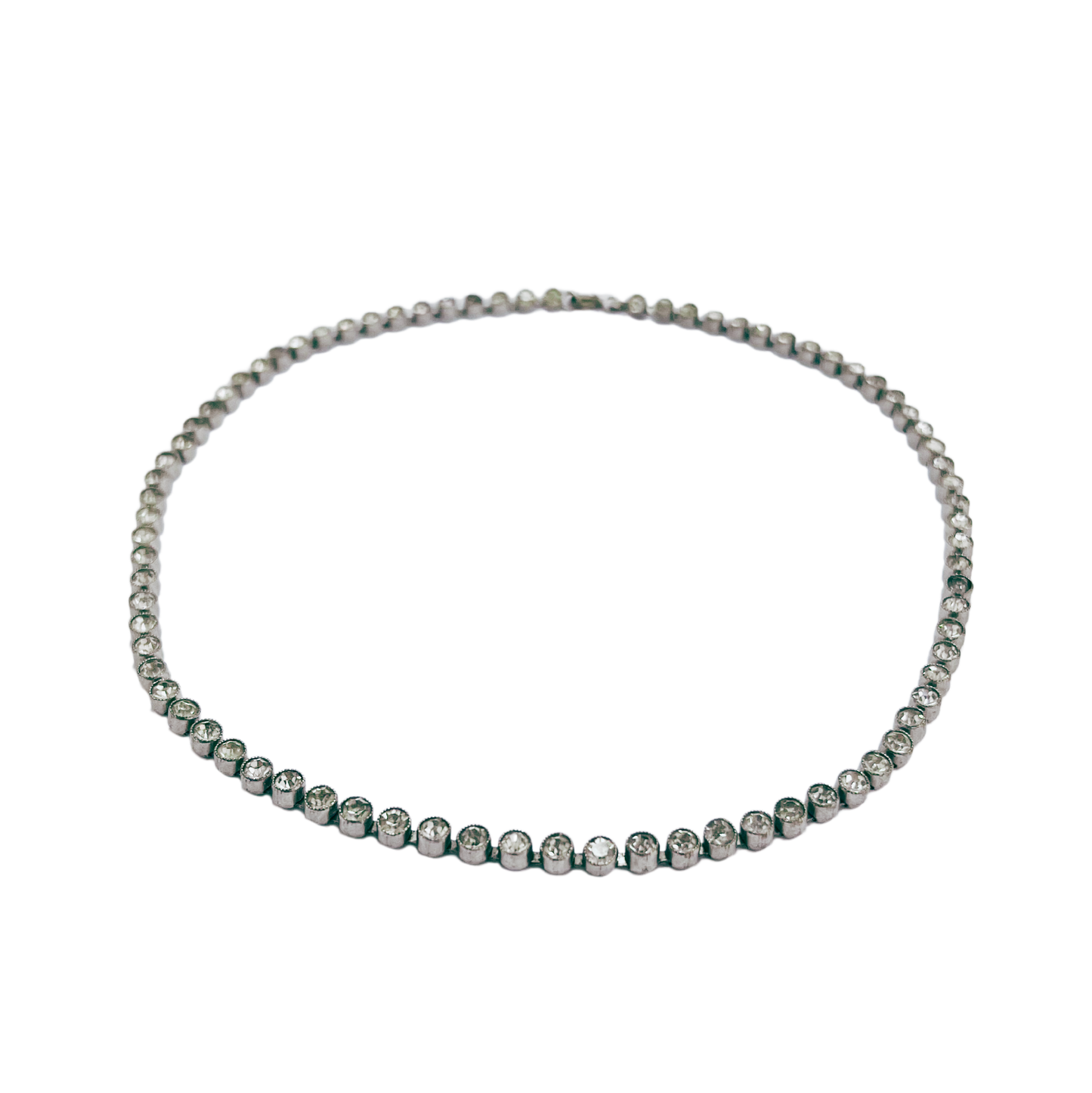 Vintage 1960's diamanté small round set necklace