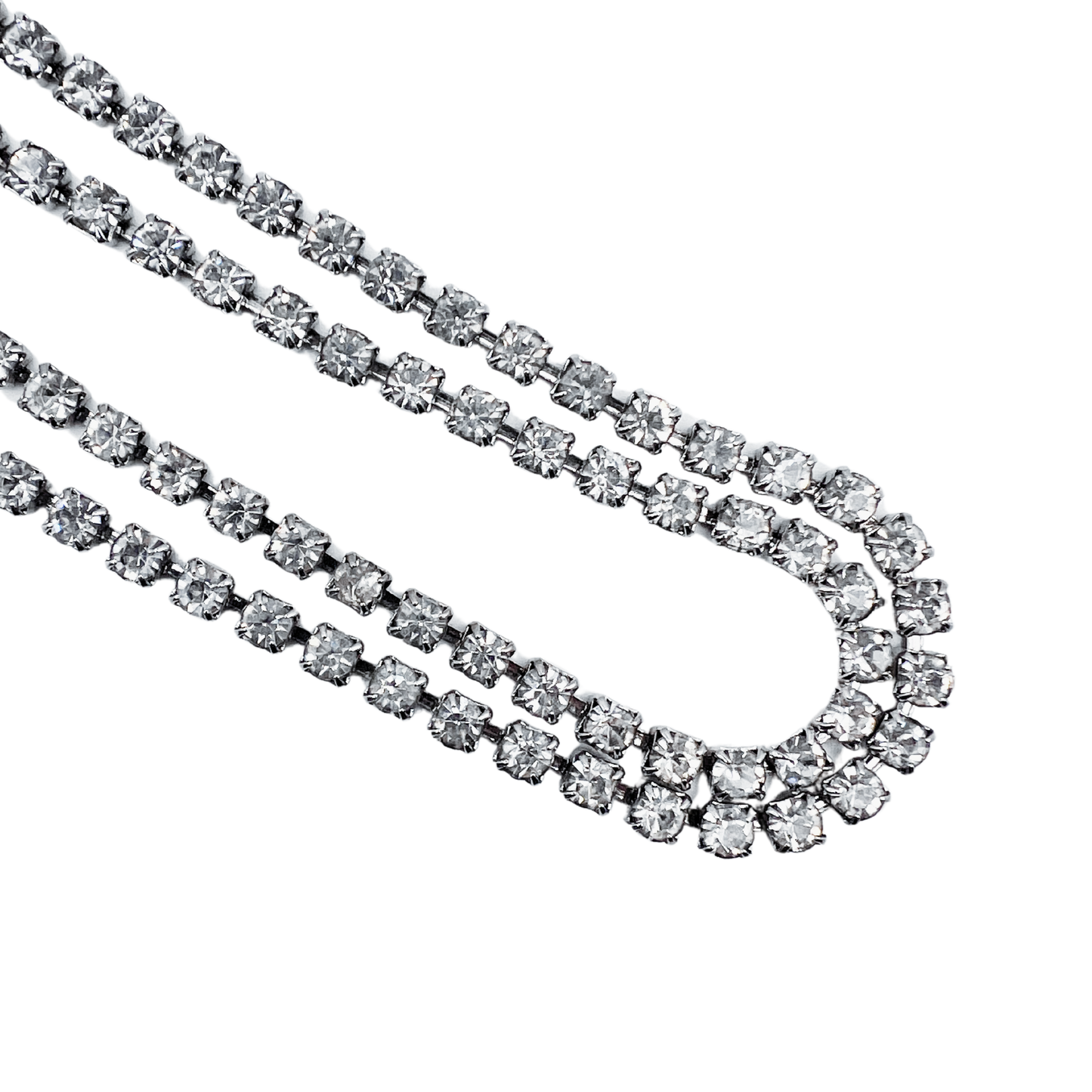 vintage 1960's diamanté long single row necklace