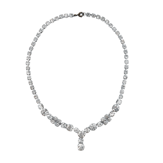 vintage 1950's diamanté necklace with droplet