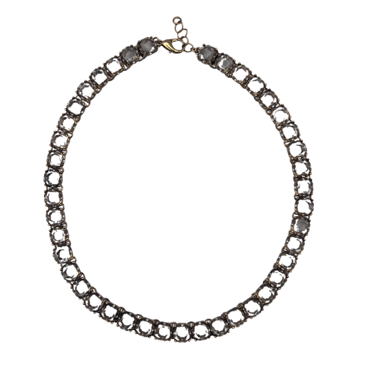 vintage 1960's diamanté square set 'gold' necklace