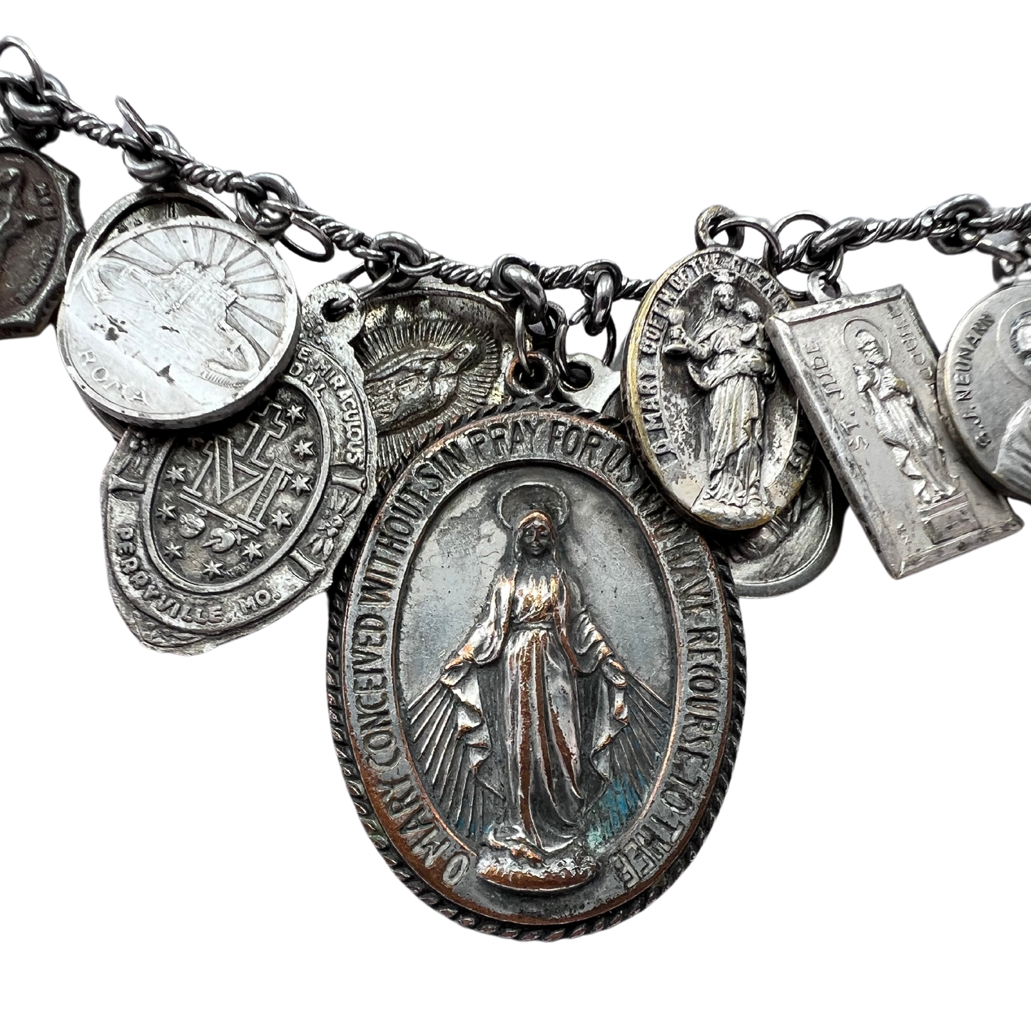 vintage silver 'mary' pendant necklace