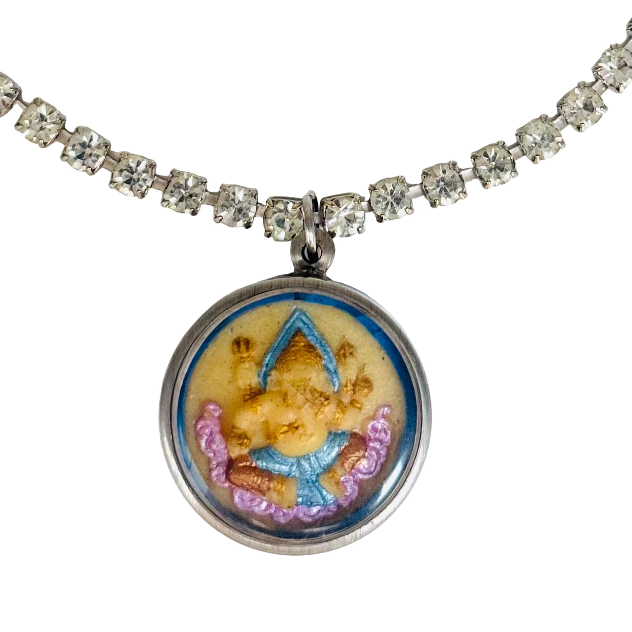 Vintage Diamanté Necklace with Ganesha Talisman