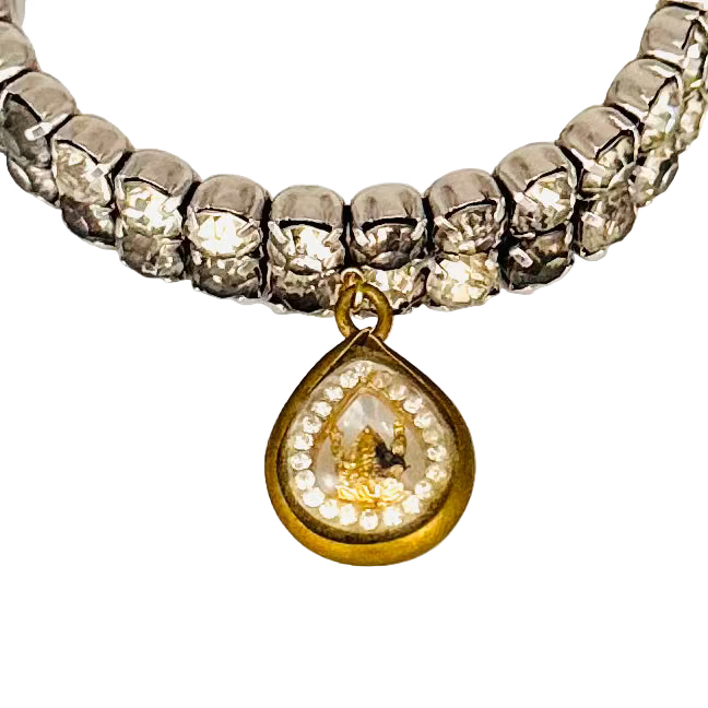 Vintage 1960s Diamanté Double-Row Bracelet with Ganesha Talisman