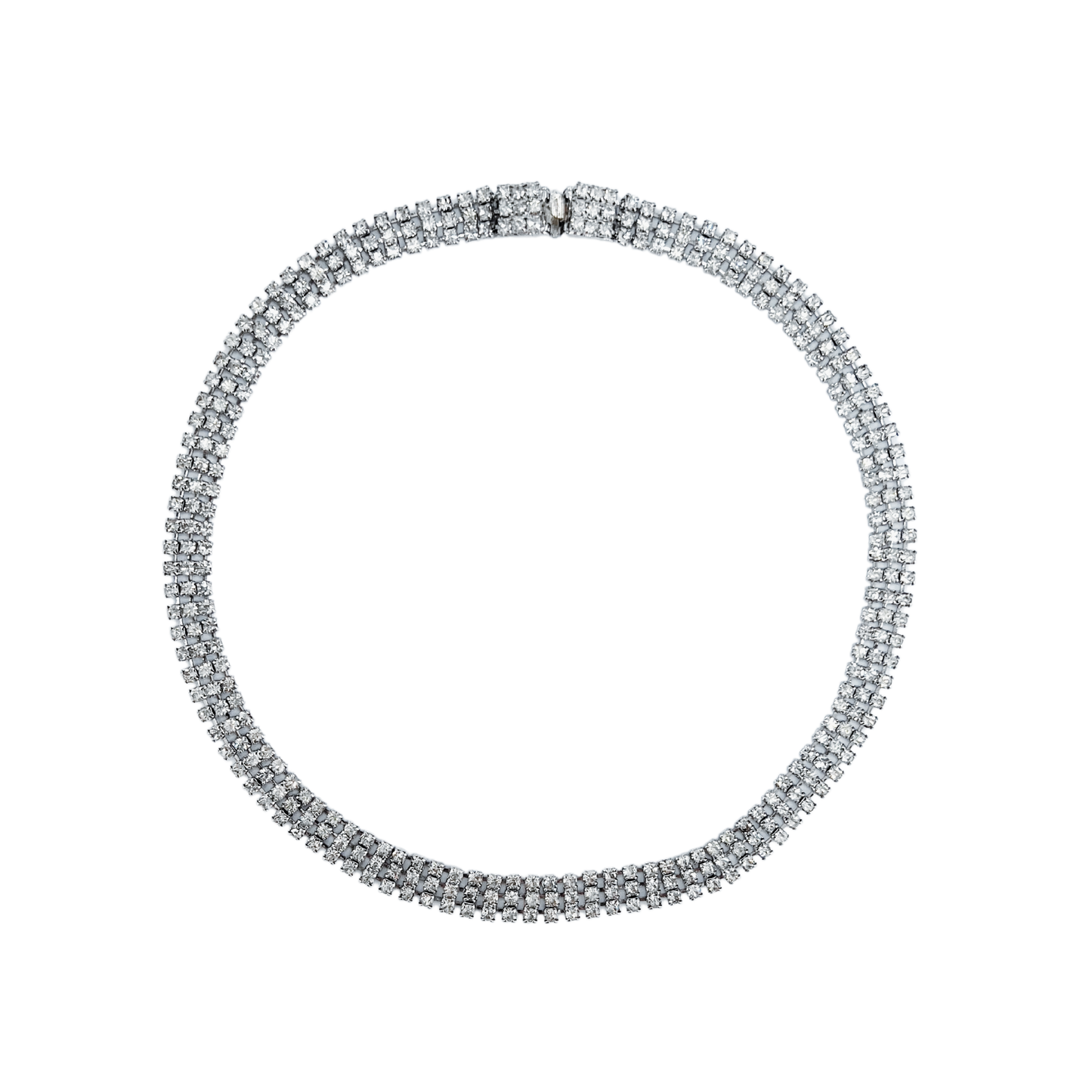 vintage 1960's diamanté triple row necklace