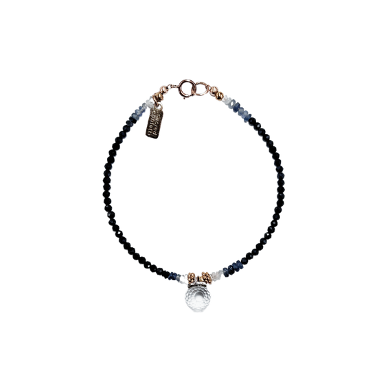 Rainbow collection: precious blue sapphire bracelet with rainbow globe