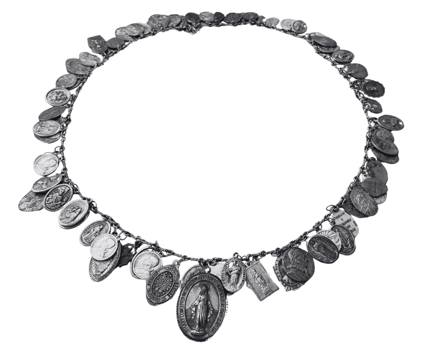 vintage silver 'mary' pendant necklace