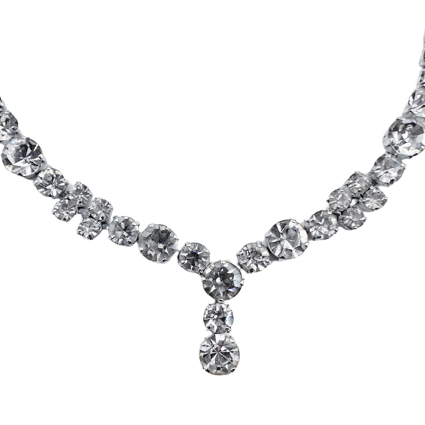 vintage 1950's diamanté necklace with droplet