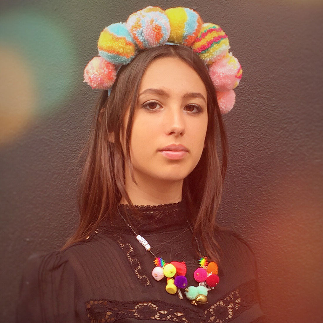 black diamond confetti necklace - love