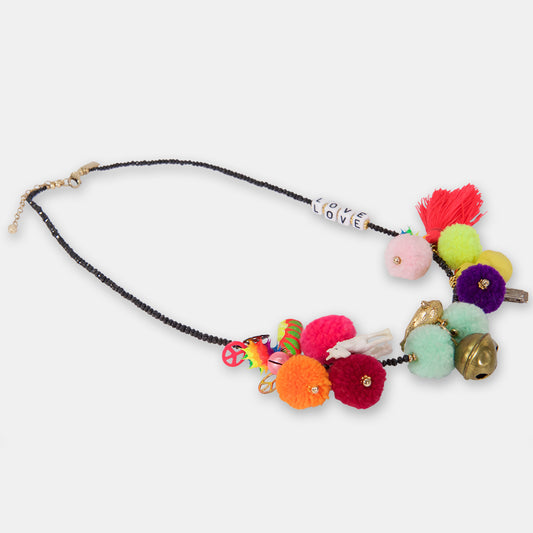 black diamond confetti necklace - love