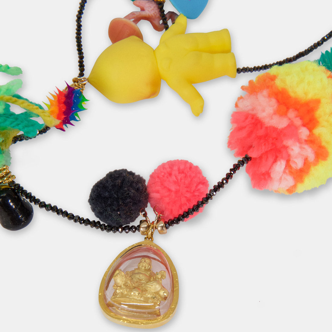 black diamond confetti necklace - pineapple pompom
