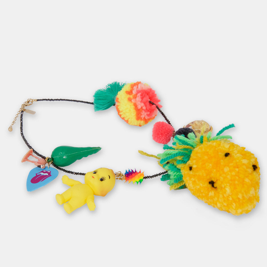 black diamond confetti necklace - pineapple pompom