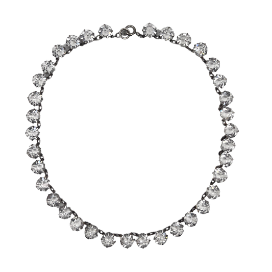 rare vintage 1960's diamanté clear-backed necklace