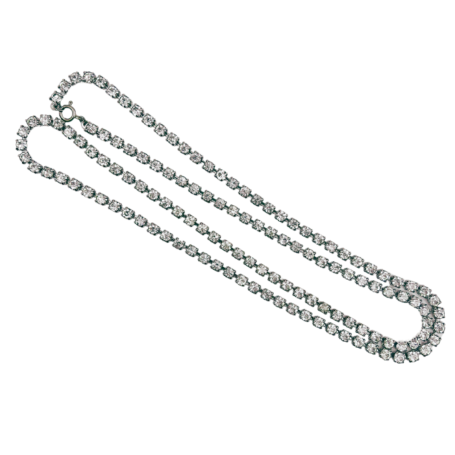 vintage 1960's diamanté long single row necklace
