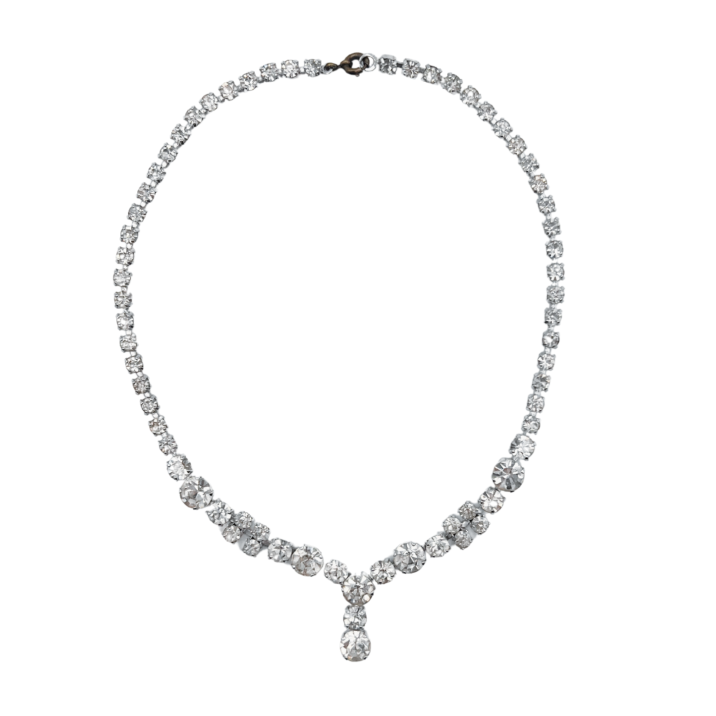 vintage 1950's diamanté necklace with droplet