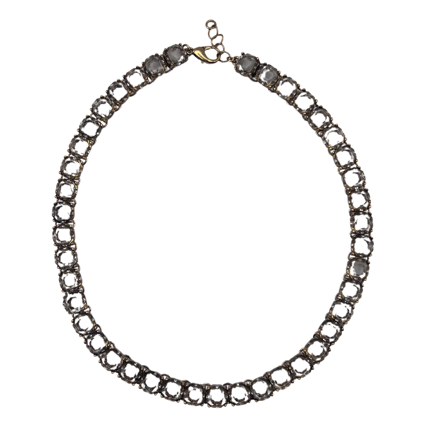 vintage 1960's diamanté square set 'gold' necklace