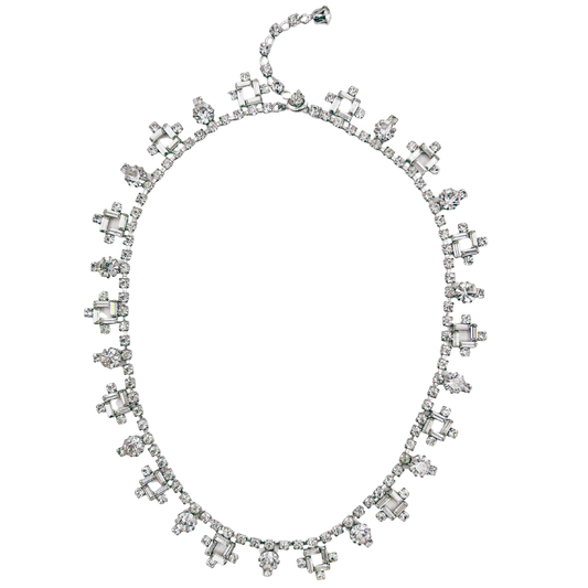 vintage 1950's diamanté necklace with cross droplet detail