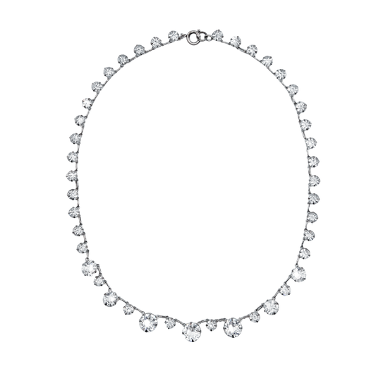 rare vintage 1960's diamanté clear-backed necklace / droplet