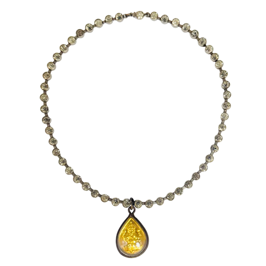 Vintage Diamanté Necklace with Gold Ganesha Talisman