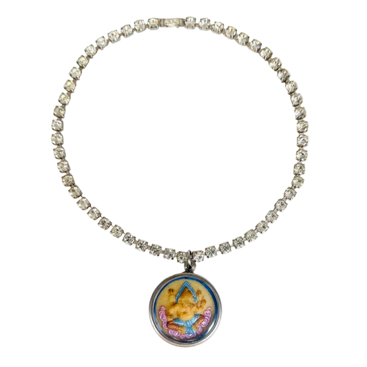 Vintage Diamanté Necklace with Ganesha Talisman