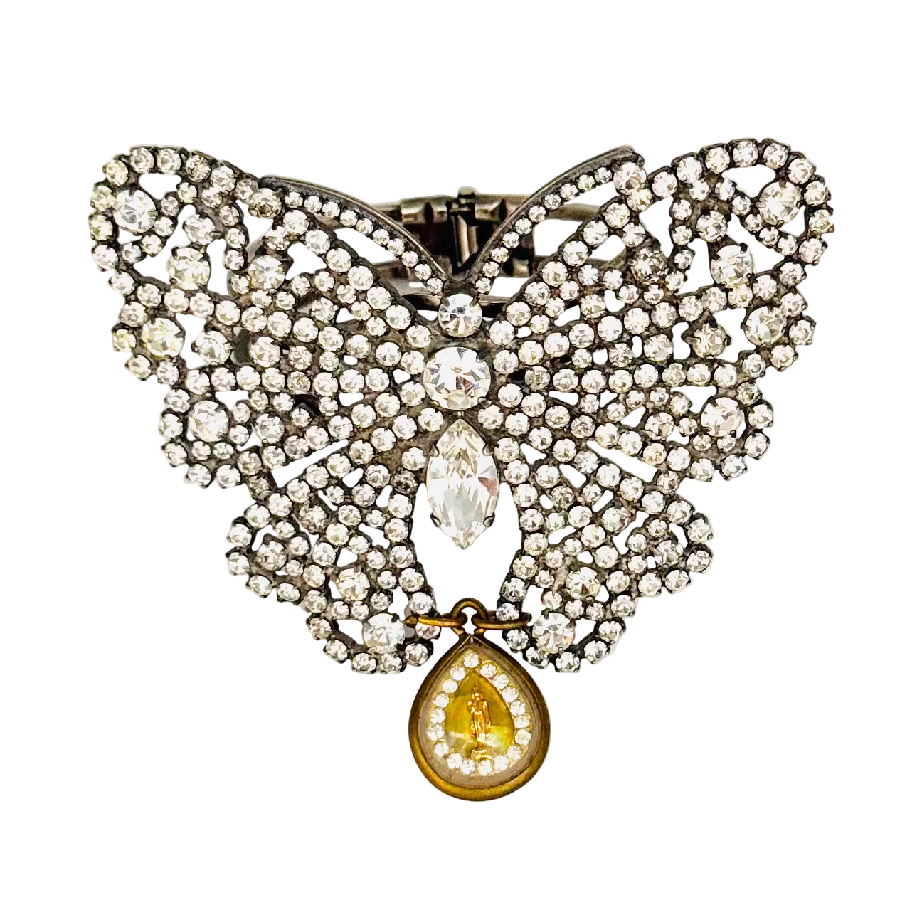 Vintage Diamanté Butterfly Cuff with Buddha Talisman