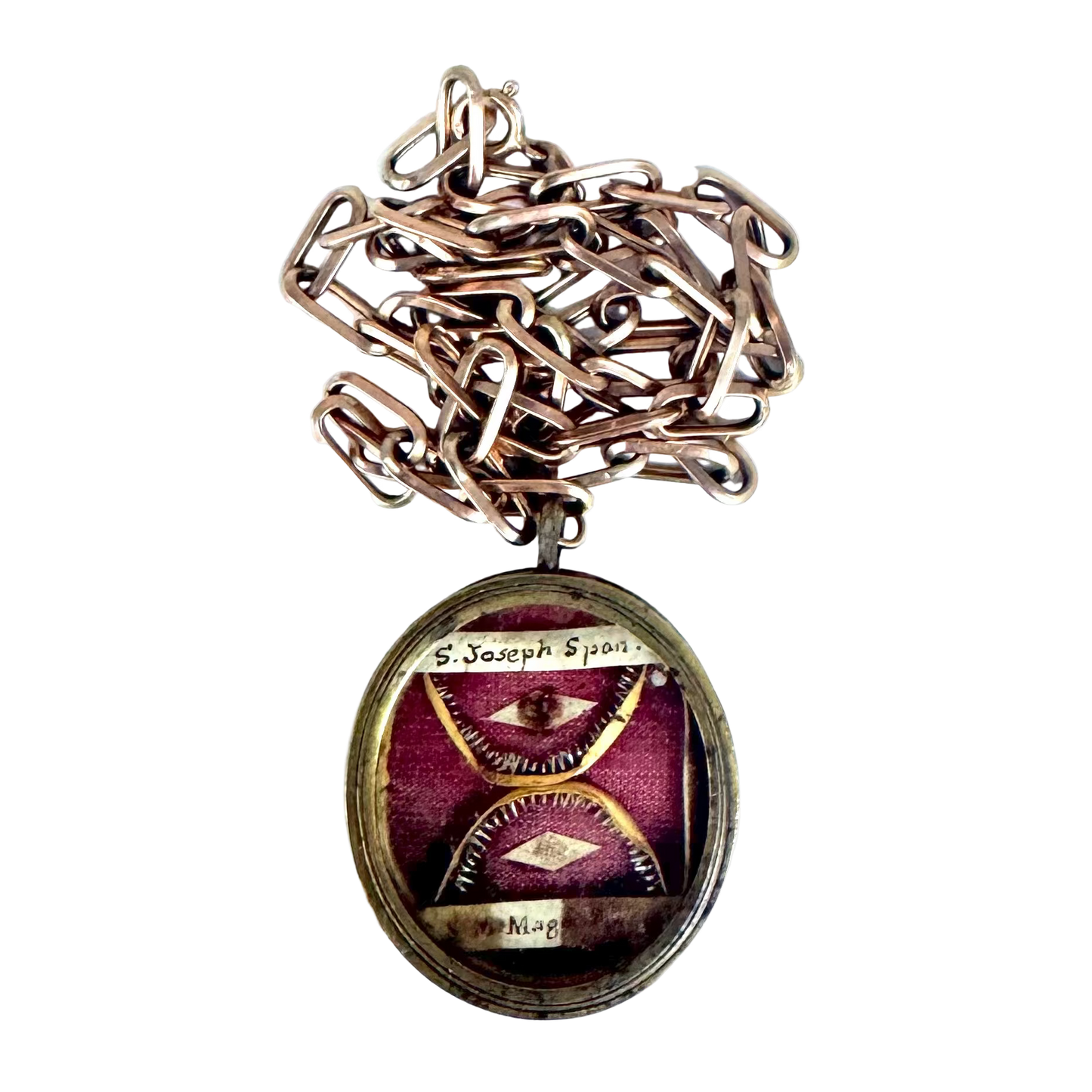 Vintage Reliquary Pendant with Relics of Saint Joseph & Saint Mary Magdalene