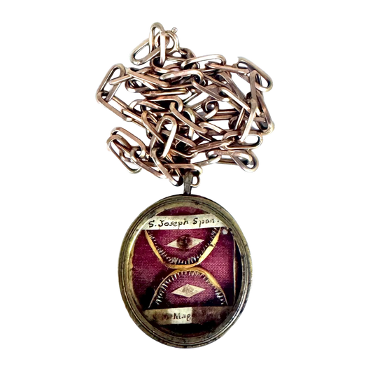 Vintage Reliquary Pendant with Relics of Saint Joseph & Saint Mary Magdalene