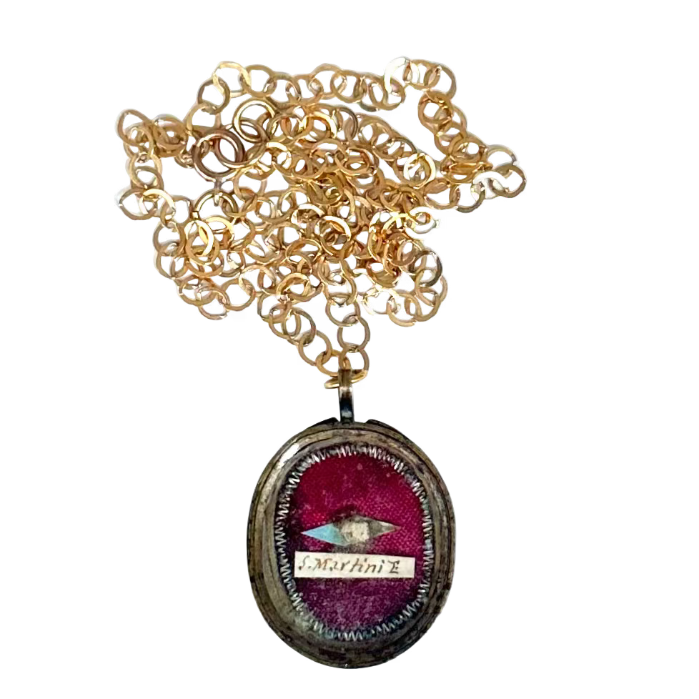 Vintage Reliquary Pendant with Relic of Saint Martin of Tours