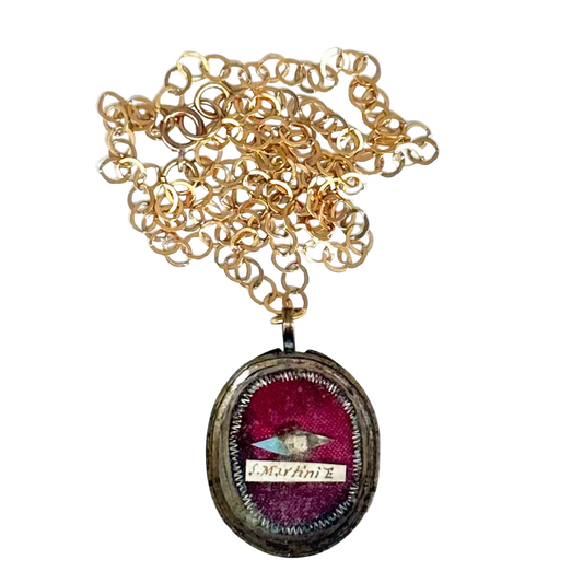 Vintage Reliquary Pendant with Relic of Saint Martin of Tours