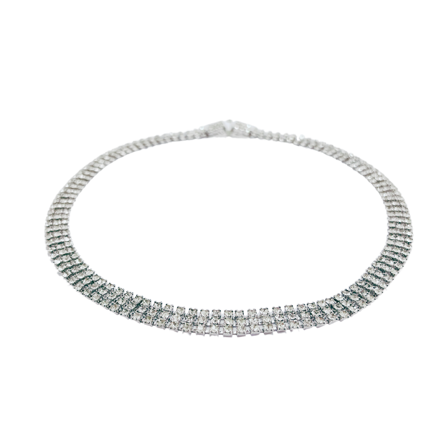 vintage 1960's diamanté triple row necklace