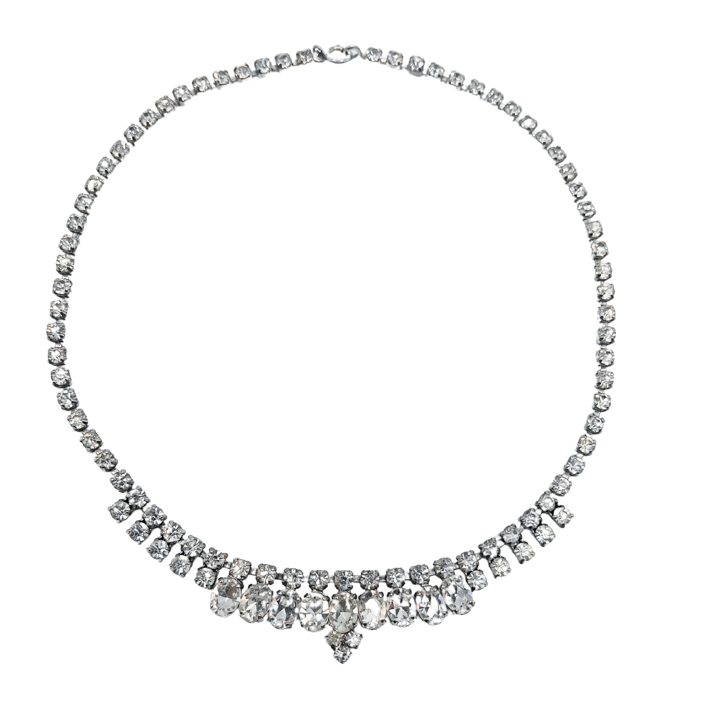 vintage 1950's diamanté necklace with central detail
