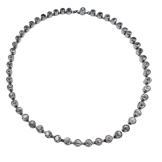 vintage 1960's diamanté necklace with silver casing