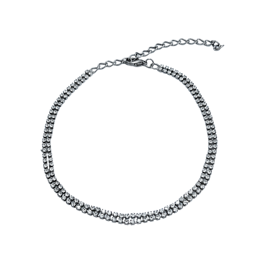 vintage 1960's diamanté mini double row necklace / choker