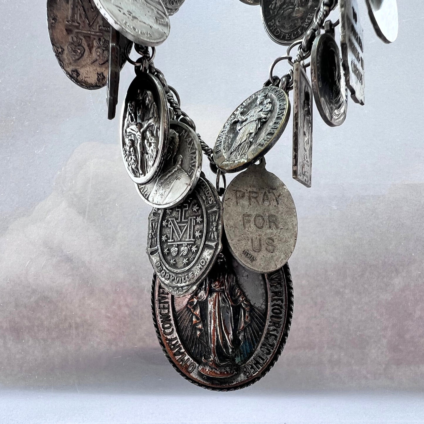 vintage silver 'mary' pendant necklace