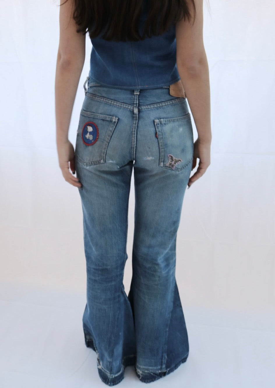 denim levis 1970's snoopy flared jeans