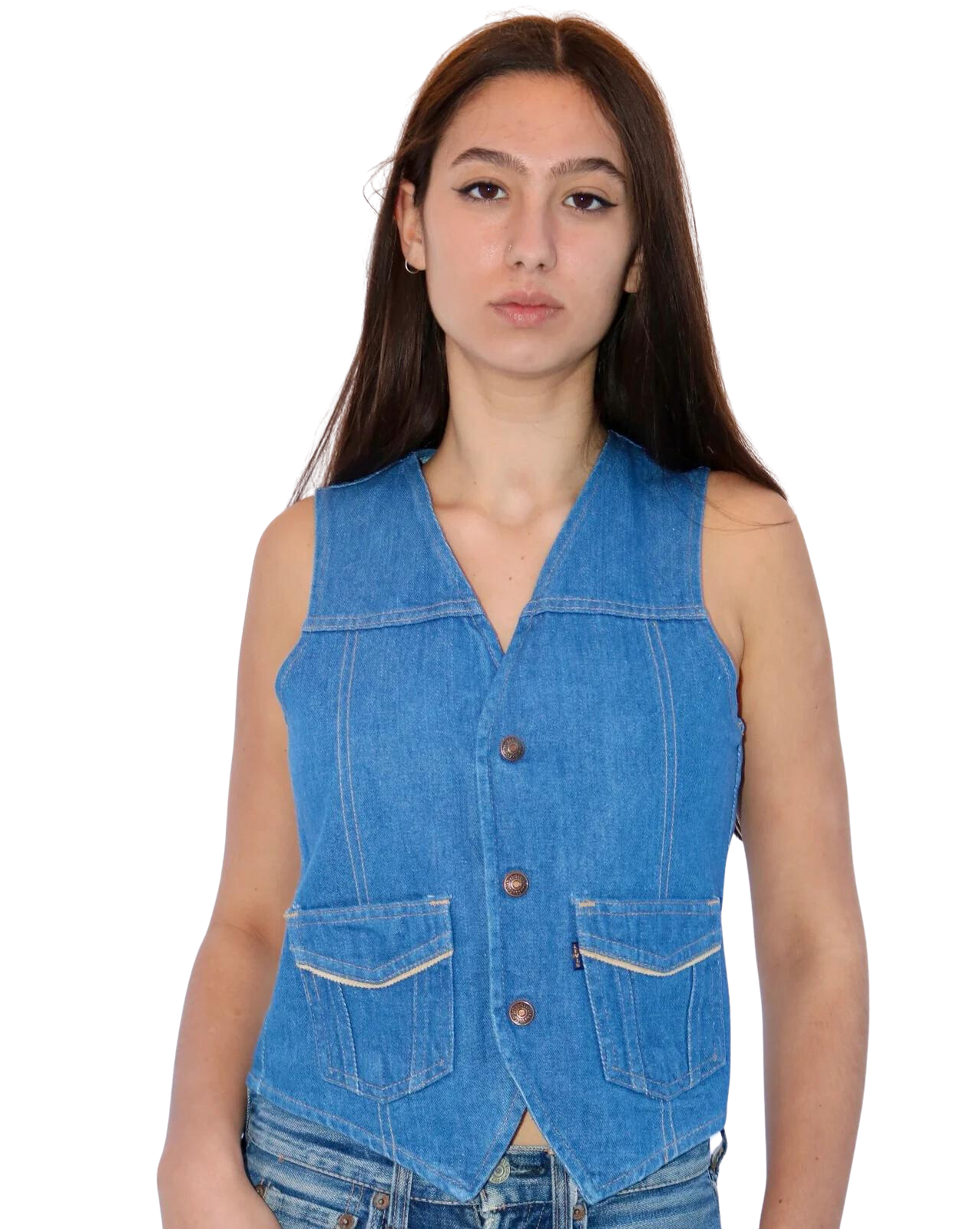 denim vintage 1970's waistcoat