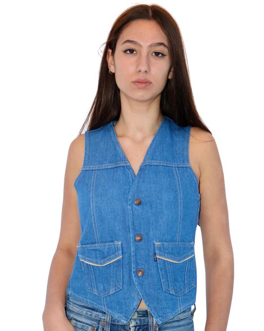 denim vintage 1970's waistcoat