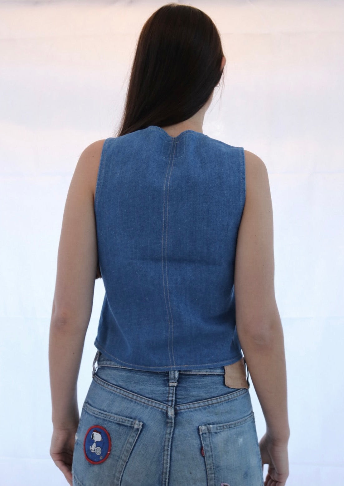 denim vintage 1970's waistcoat