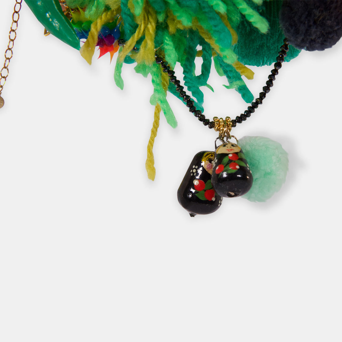 black diamond confetti necklace - pineapple pompom